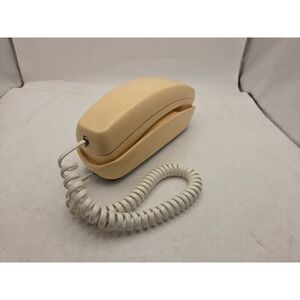 Vintage Rotary Telephone ITT Trimline Tan Phone With White Cord